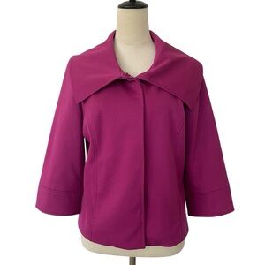 Sandro Sportswear Women's Fuchsia 3/4 Sleeve Jacket Wide Collar M Office Dressy